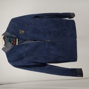Collezoni Men's Bomber Suede Blue Zipper closure Made in Italy 2 Front Pockets S